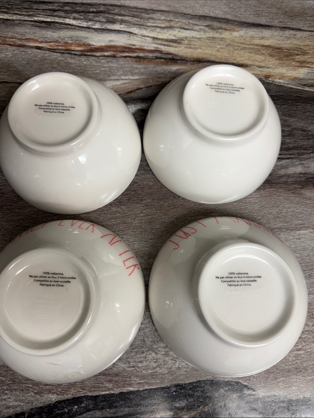 Rae Dunn White Melamine Bowls with Pink Script Set - Picture 8 of 8